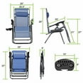 thumbnail image 5 of Set of 2 Zero Gravity Lounge Chair Recliners Steel Mesh Fabric Outdoor Folding Chair w/Footrest, Adjustable, Pillow and Tray, Black, 5 of 7