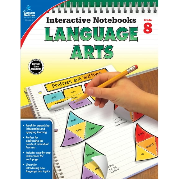 Carson Dellosa Interactive Notebooks: Language Arts Resource Book (96 pages) Grade 8