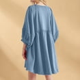 thumbnail image 4 of Vestido de manga Linterna Casual Una línea Mujer Color sólido Traje diario Ygjytge Azul T S para Mujer, 4 of 5