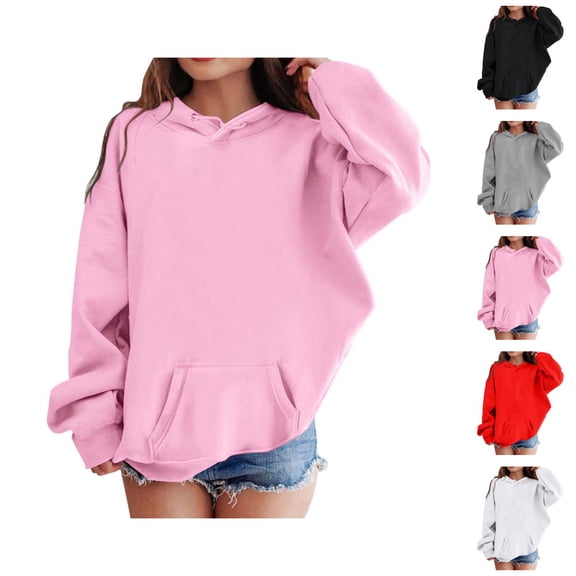 Hoodies for Girls Clothes for Girls Hoodies & Sweatshirts Letter Print Casual Long Sleeve Hooded Sweatshirt for Girls Stylish Athletic Wear for Active Youngstersï¼6 14Yï¼