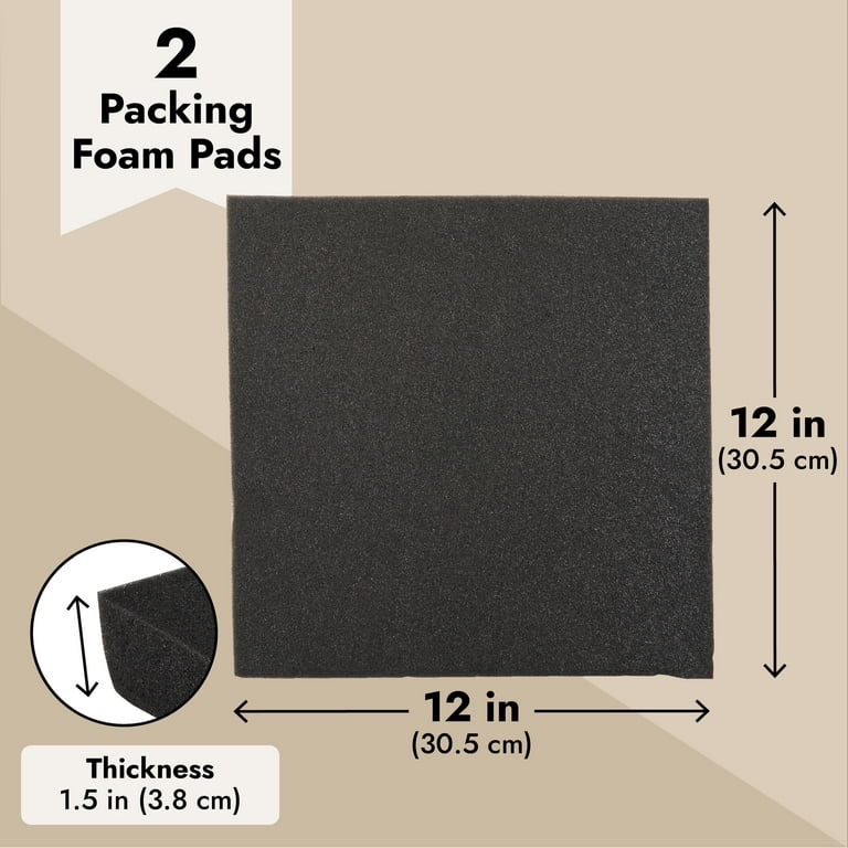 2-Pack Packing Foam Sheets - 12x12x1 Customizable Polyurethane
