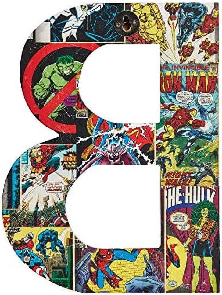 Marvel Superhero Retro Comics Wooden Letter 'B' with Hooks
