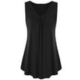 thumbnail image 3 of LEBONYARD Plus Size Tops for Women,Summer Tops for Women 2024 new trendy,Women's V-neck Button Sleeveless Tank Top Solid Short Tank Top T-shirt Black S, 3 of 3
