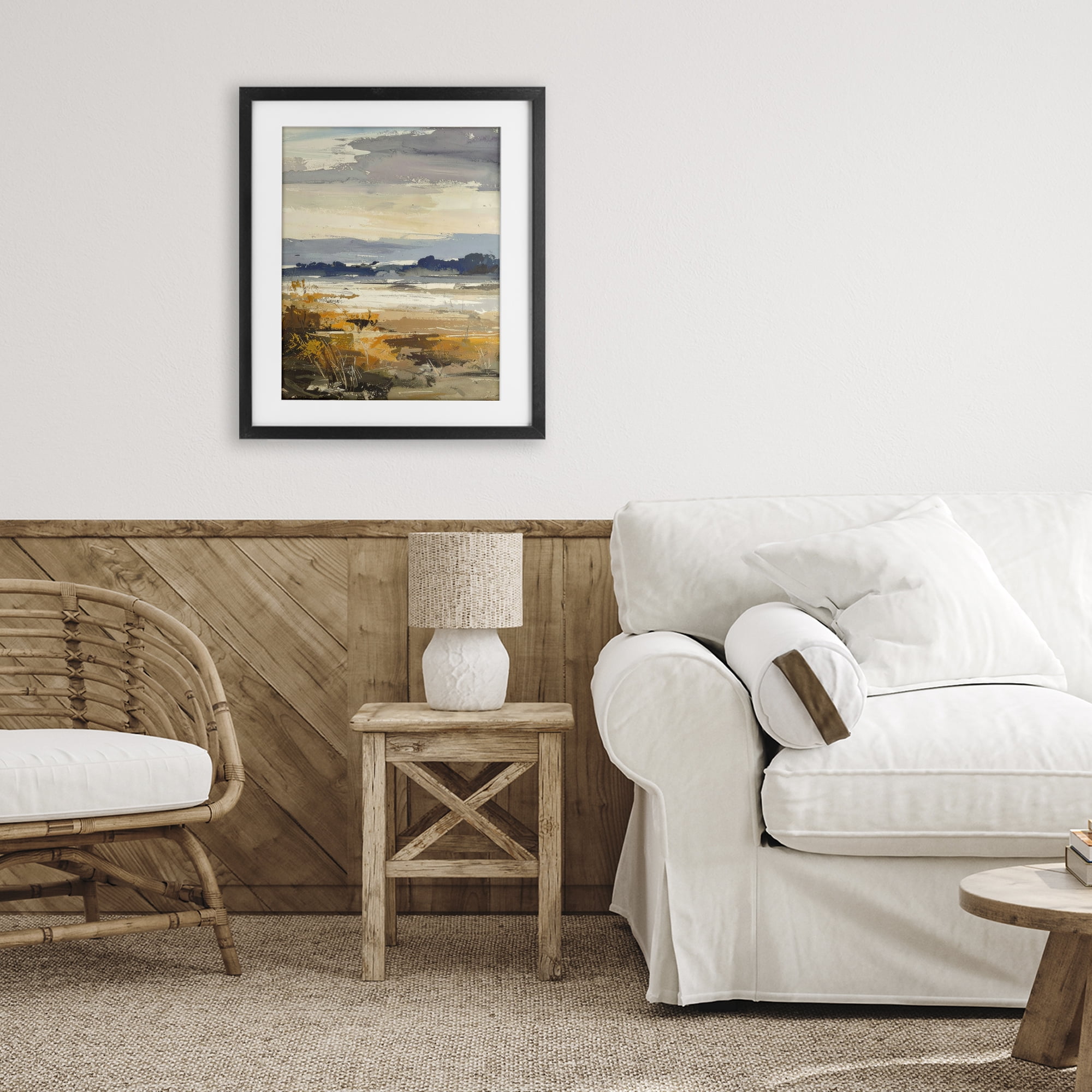 Stupell Industries Distant Horizon Abstract Black Framed Print Under Glass, design by Alonza Saunders