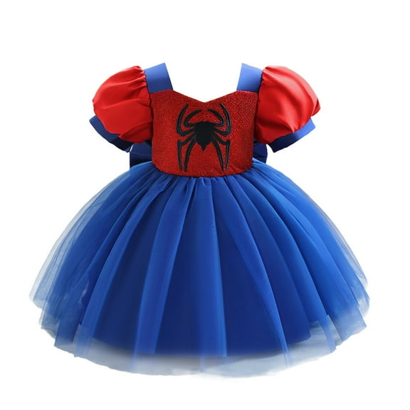 BENJAMJAM 0-3Y Red-Blue Black Spider Glitter Princess Costume for Cosplay Birthday Party & Dress-Up