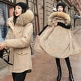 thumbnail image 1 of LoyisViDion Coat Women'S Winter Thickening and Velvet Keeping Warm Casual Coat with Hat Khaki 4(M), 1 of 9