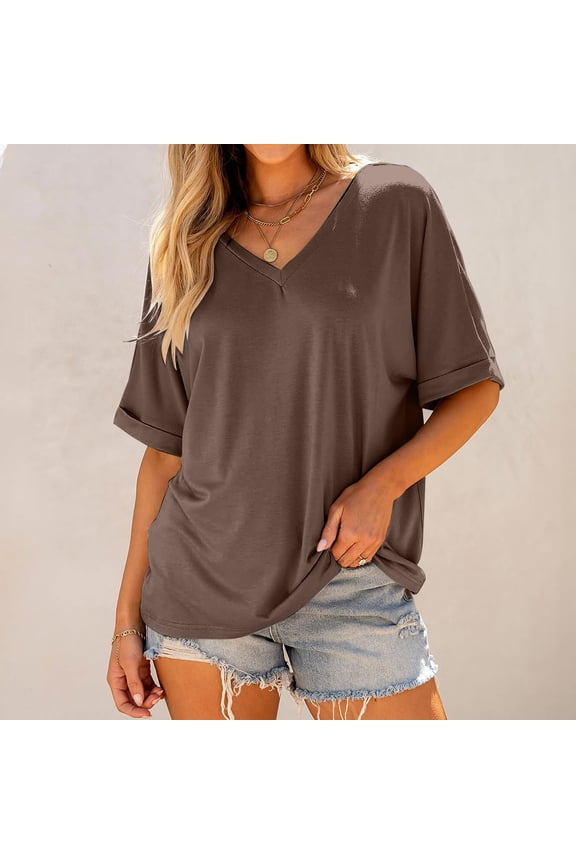 Women Cap Sleeve Summer Casual Tops V Neck Solid Color Casual Shirts Loose Fit Blouse Casual Raglan Tee Running Tee Shirts Women Women Running Shirt Womens Tee Shirts Shirts Women Casual T Shirts Tops