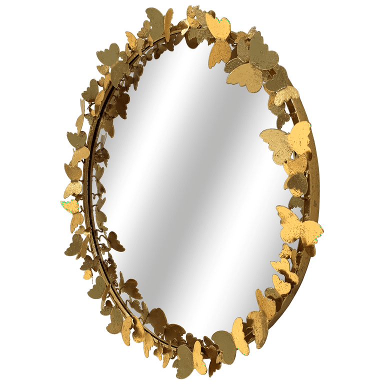 Justice 21" Round Butterfly Wall Mirror, Gold