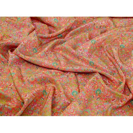 Liberty London Kensington Silk Crepe de Chine Dress Fabric Coral - per yard