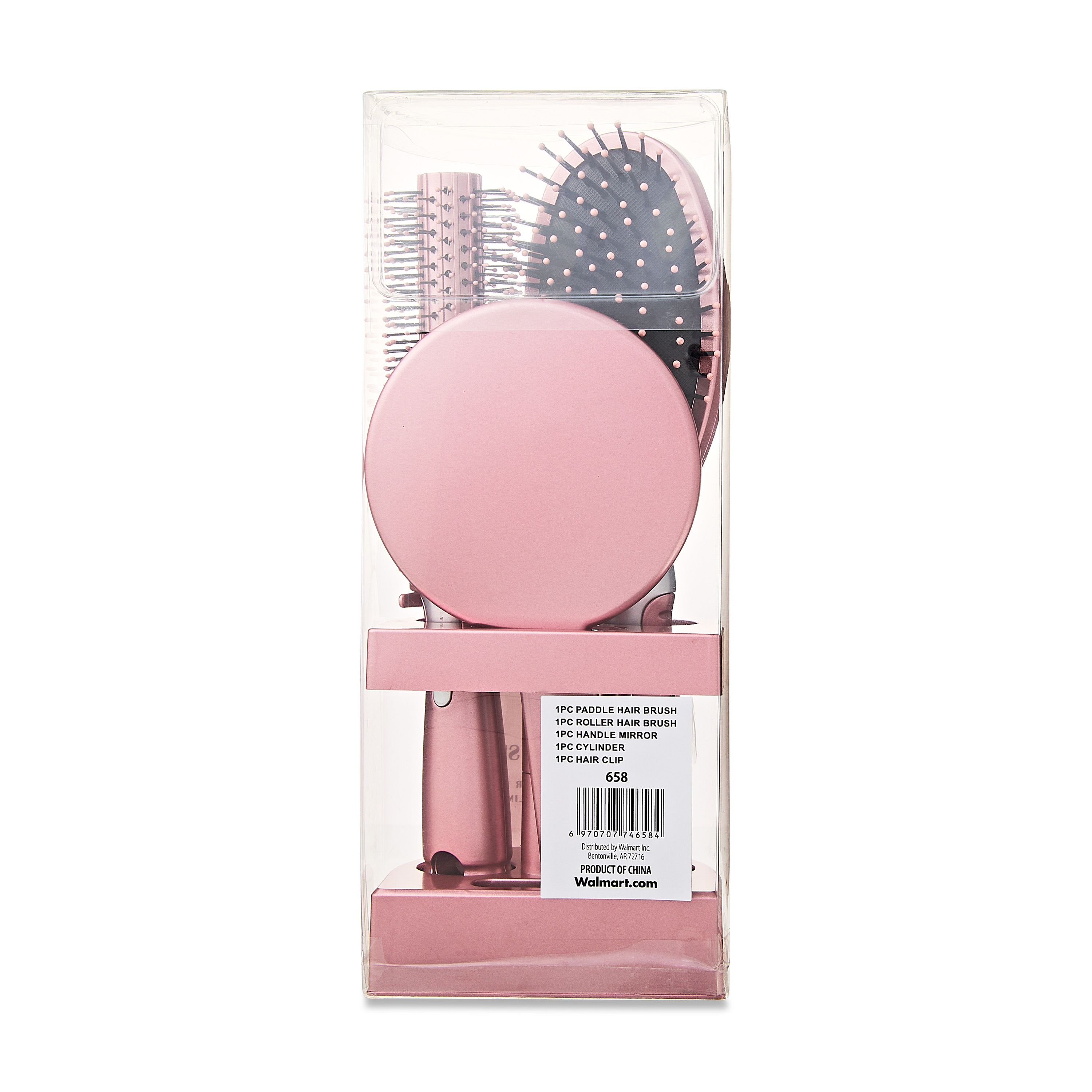 (2 pack) Pink 5-Piece Hairbrush Set