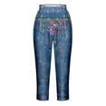 thumbnail image 5 of VERUGU Capris Pants for Women Spring Summer Casual Comfortable Elastic Waist Printed Cropped Pants Blue XL, 5 of 5