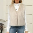 thumbnail image 6 of Sexlip Women Faux Fur Waistcoat Fashion Winter Fuzzy Sleeveless Open Front Outwear Gilet Casual Short Vest Jacket Coat Y2K Yellow XXXL, 6 of 6