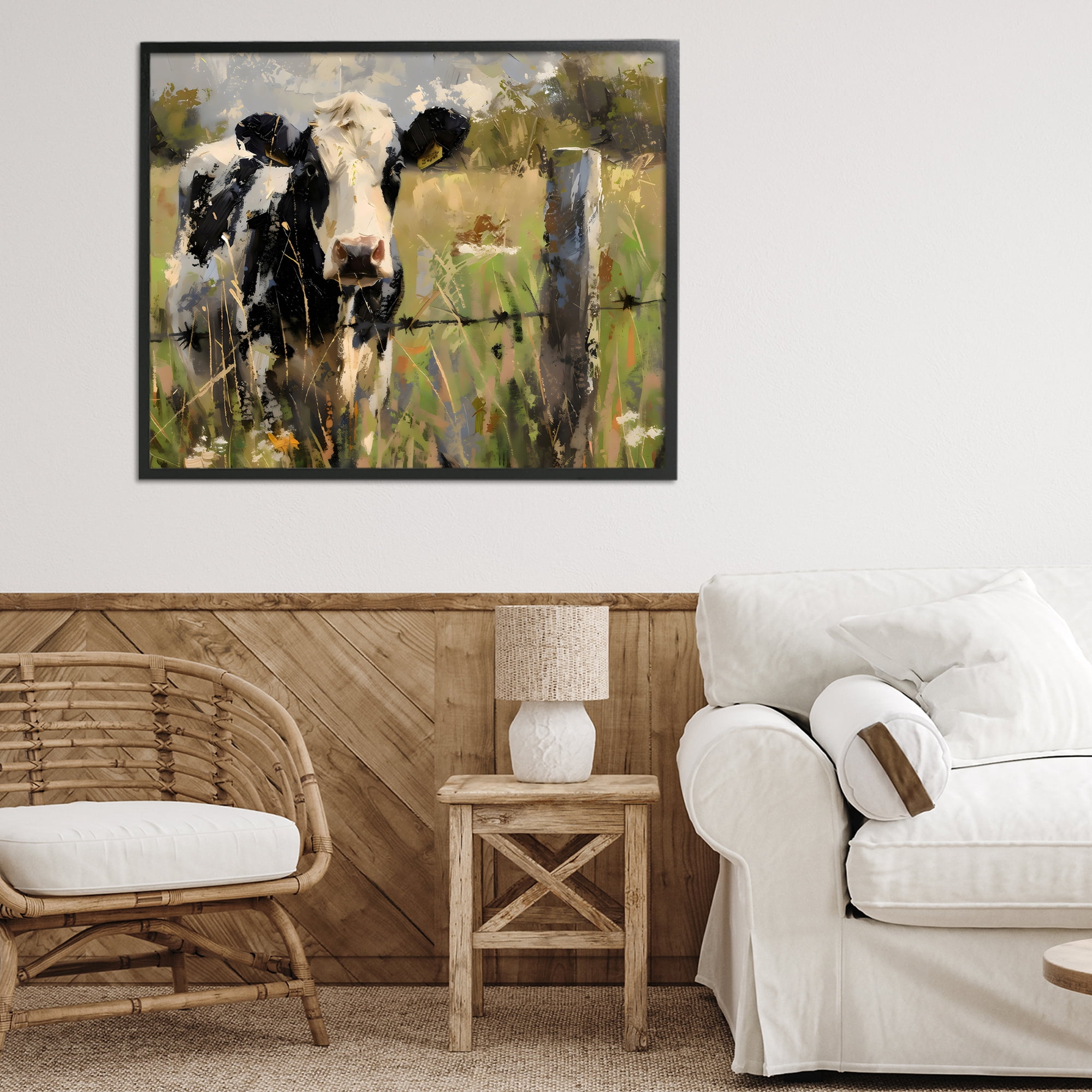 Stupell Industries Cow in Summer Pasture Black Framed Giclee Art, design by Creative Studio