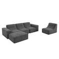 thumbnail image 6 of 143" Modular Sectional Sofa, Comfy Cloud Couch with Movable Ottoman, Chenille L Shaped Modular Sofa, Tufted Design Sectional Couches, 21.3” Deep Seat, for Living Room, Bedroom and Apartment, Grey, 6 of 7