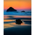 thumbnail image 2 of Jaynes Gallery 12x14 Black Ornate Wood Framed with Double Matting Museum Art Print Titled - Oregon-Bandon Face Rock sea stack at sunset, 2 of 4