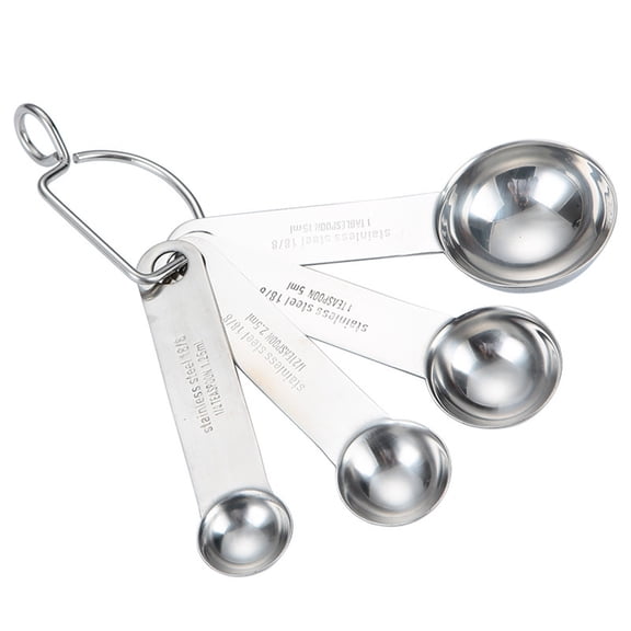 MYUNNIL Stainless Steel Measuring Spoons, 4 Pcs 304 Metal Heavy Duty Measuring Spoons with Metric and US Measurements, Food Grade Stackable Practical Kitchen Accessory for Cooking Baking