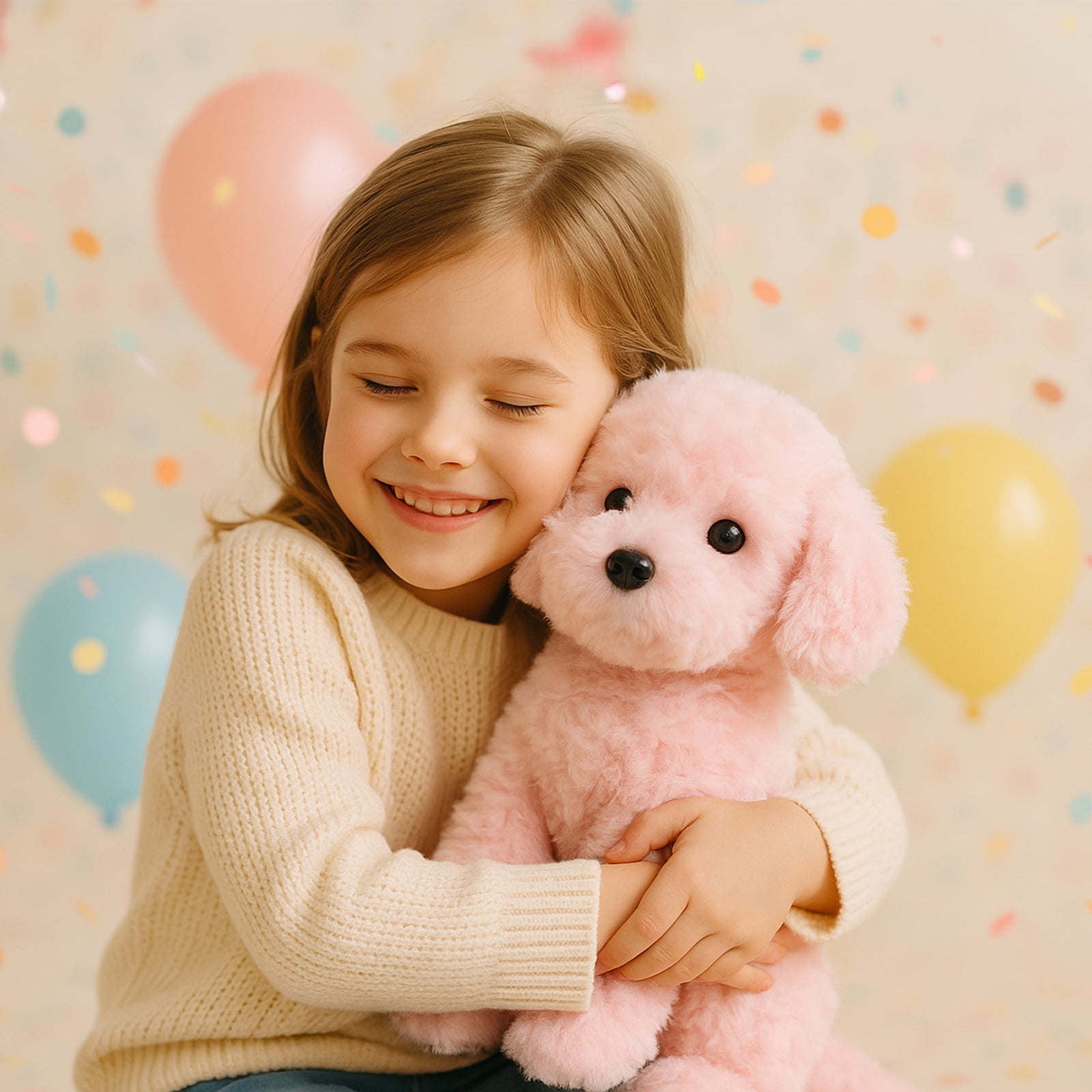 Weigedu Pink Puppy Dog Stuffed Animal Plush Toy, 12.6 Inches