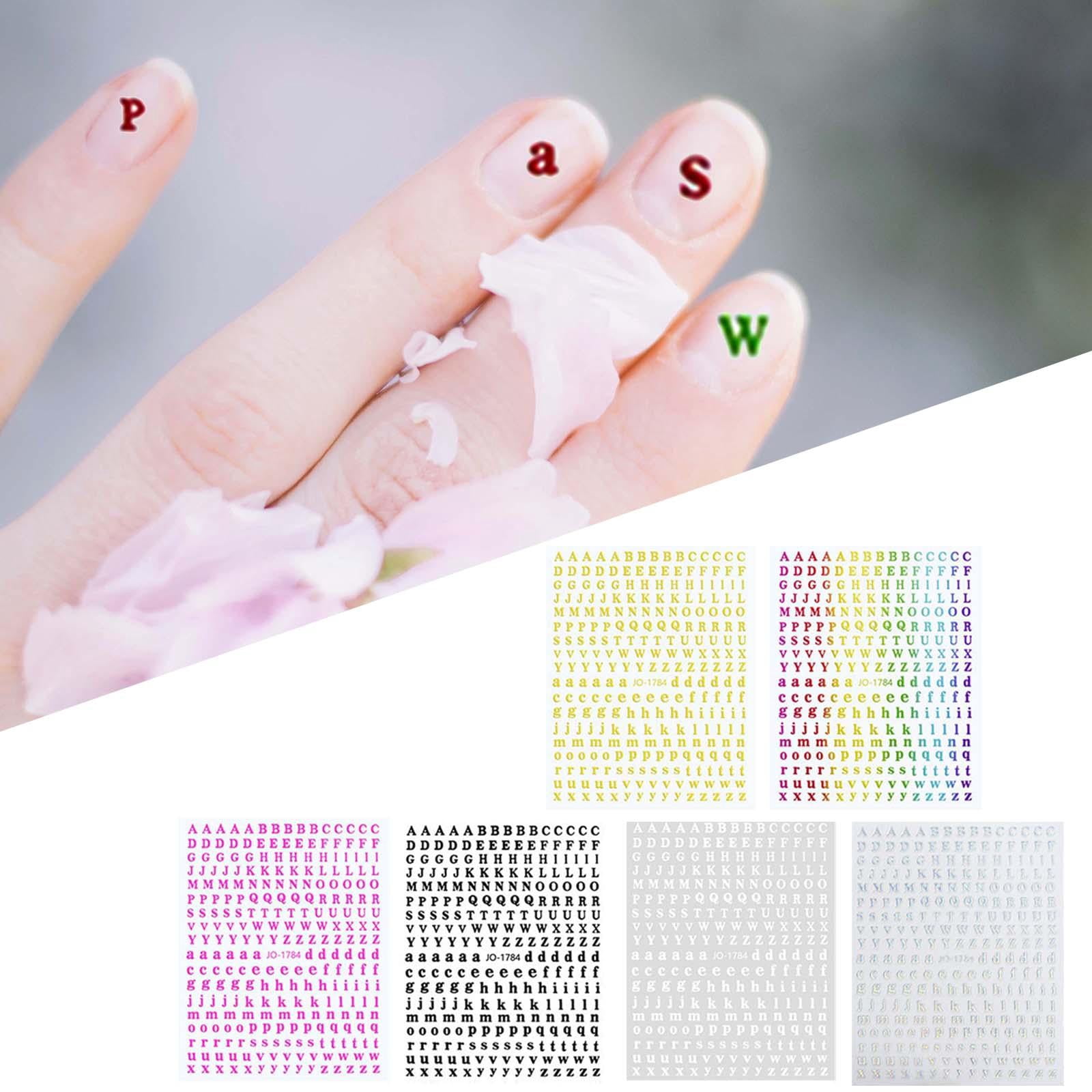 DOLITY 5x6 Sheets 3D Holographic Letters Nail Stickers Colorful Word for Women Girls