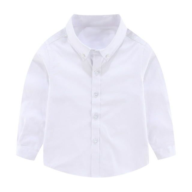 Tranfacy Chemises Blanches à Boutons pour Garçons et Filles 2-15 Ans Manches Longues Col Rabattu Tenue d'Automne pour l'École