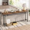thumbnail image 3 of Finmind 70.9" Extra Long Sofa Table, Industrial Console for Living Room, Narrow Table Behind Couch, Hallway Table Rustic Brown, 3 of 7