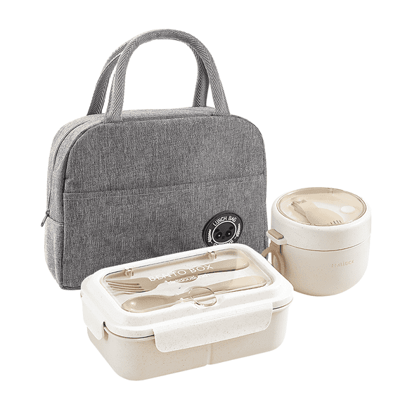 Arevtovis Lunch Box Set, Bento Box with Cup and Bag, Capacity 1200ml 600ml, Comes with A Carry Bag, Cup, Fork and Spoon