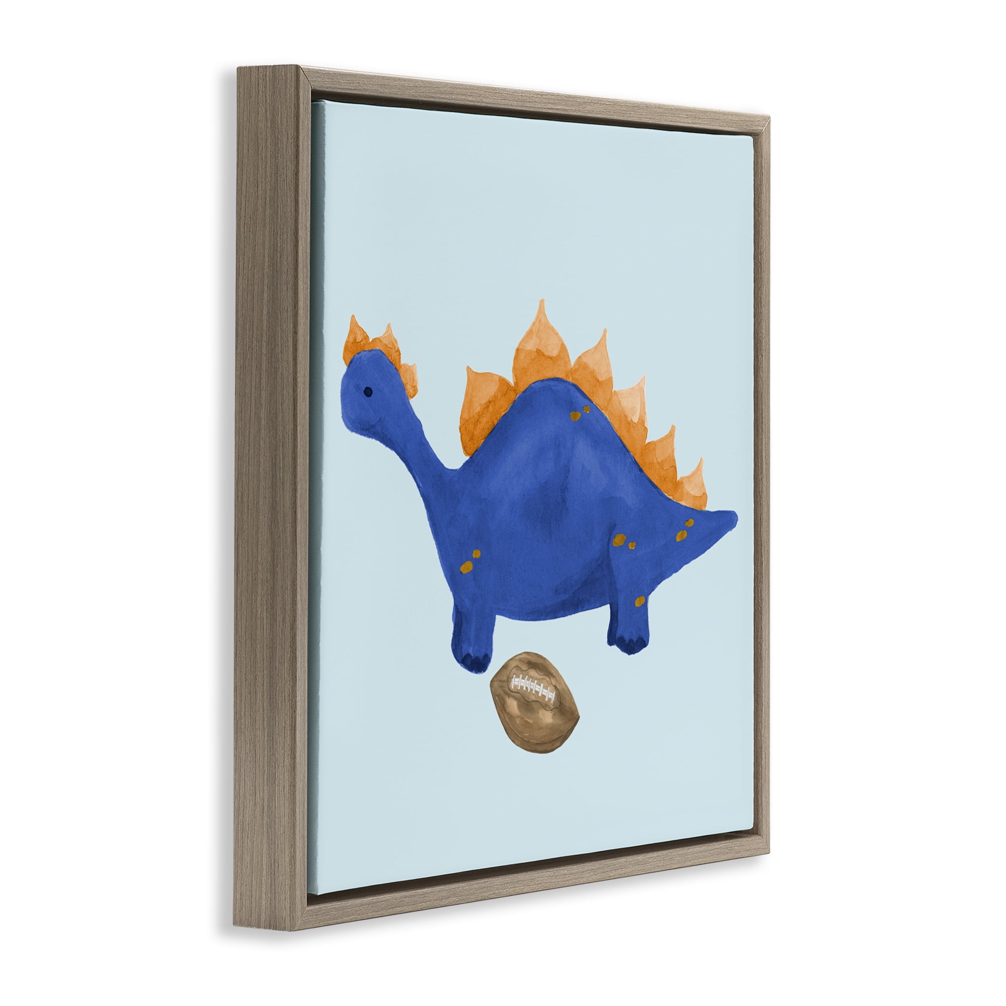Stupell Industries Sporty Baby Dino Brown Framed Floater Canvas Wall Art, design by Lucille Price