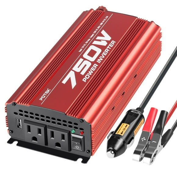 Inversor de corriente POTEK 750 W DC 12 V a AC 115 V con puerto USB
