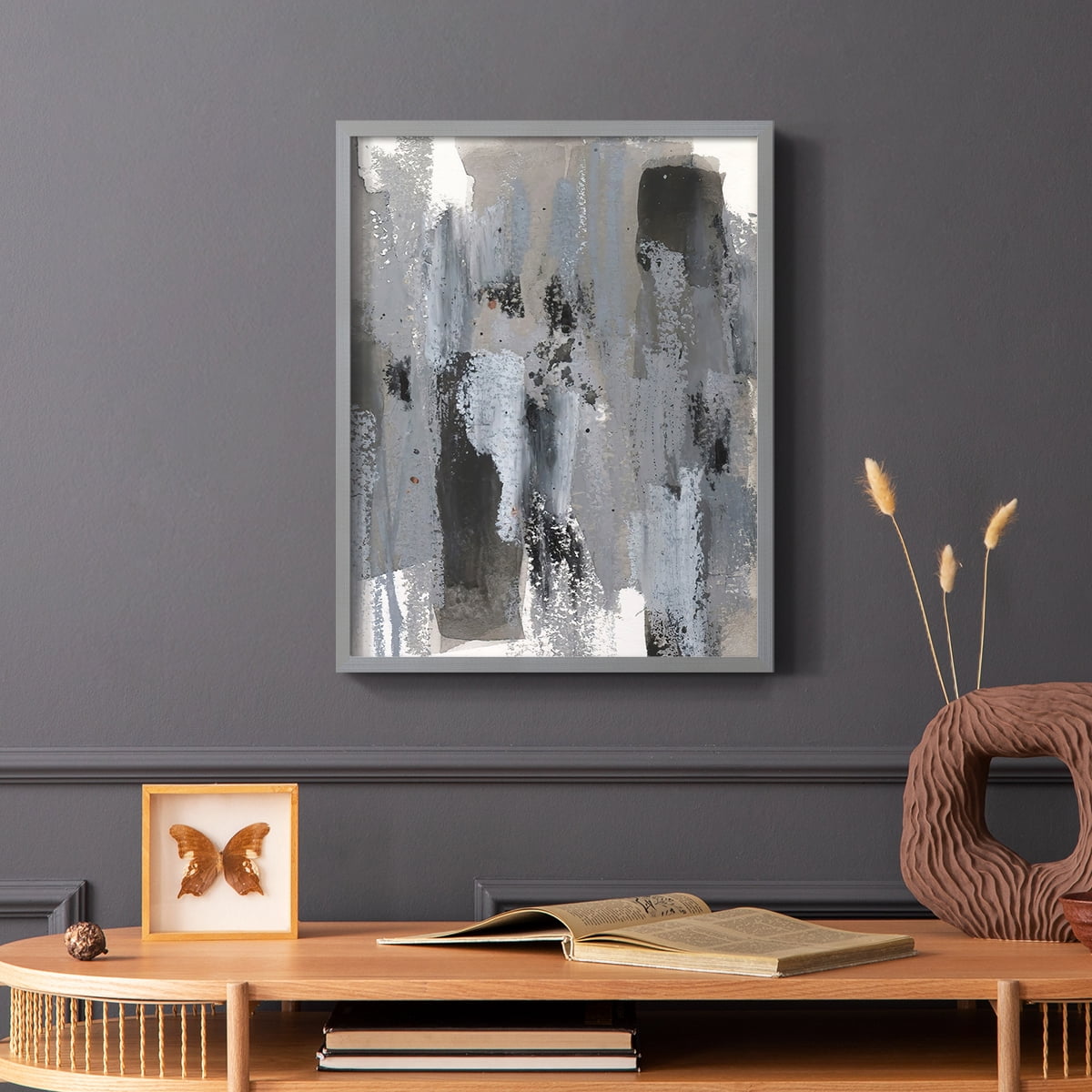 Loft Pastel IV Framed Print in Gray Solid Wood Framed Print No Nail Hanging