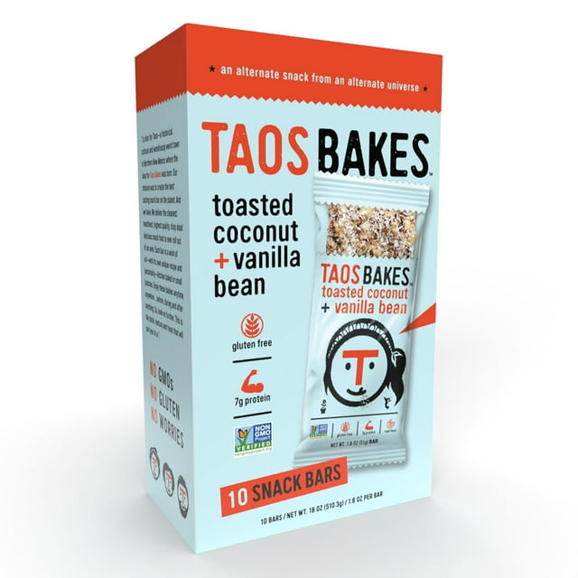 Taos Bakes Snack Bars, Toasted Coconut and Vanilla Bean, 1.8 oz., 10 ct.