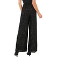 thumbnail image 2 of Women's Pull-On Elastic-Waist Wide-Leg Sequin Pants Rich Black XL, 2 of 2
