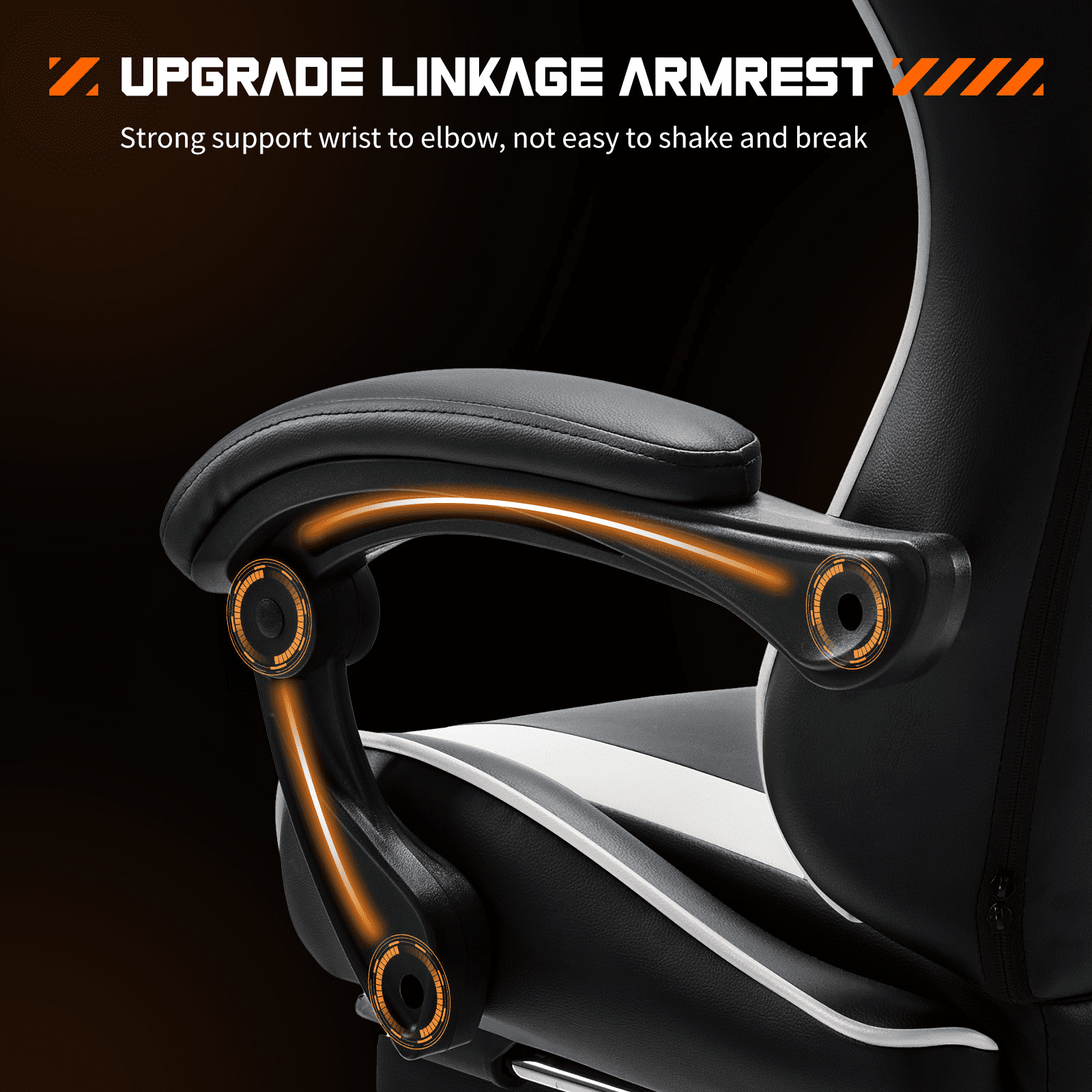 MAYEERTY Video Game Desk Chair - Ergonomic Computer with Footrest and Comfy Lumbar Support, PU Leather Recliner with Headrest, Fixed Up Armrest,