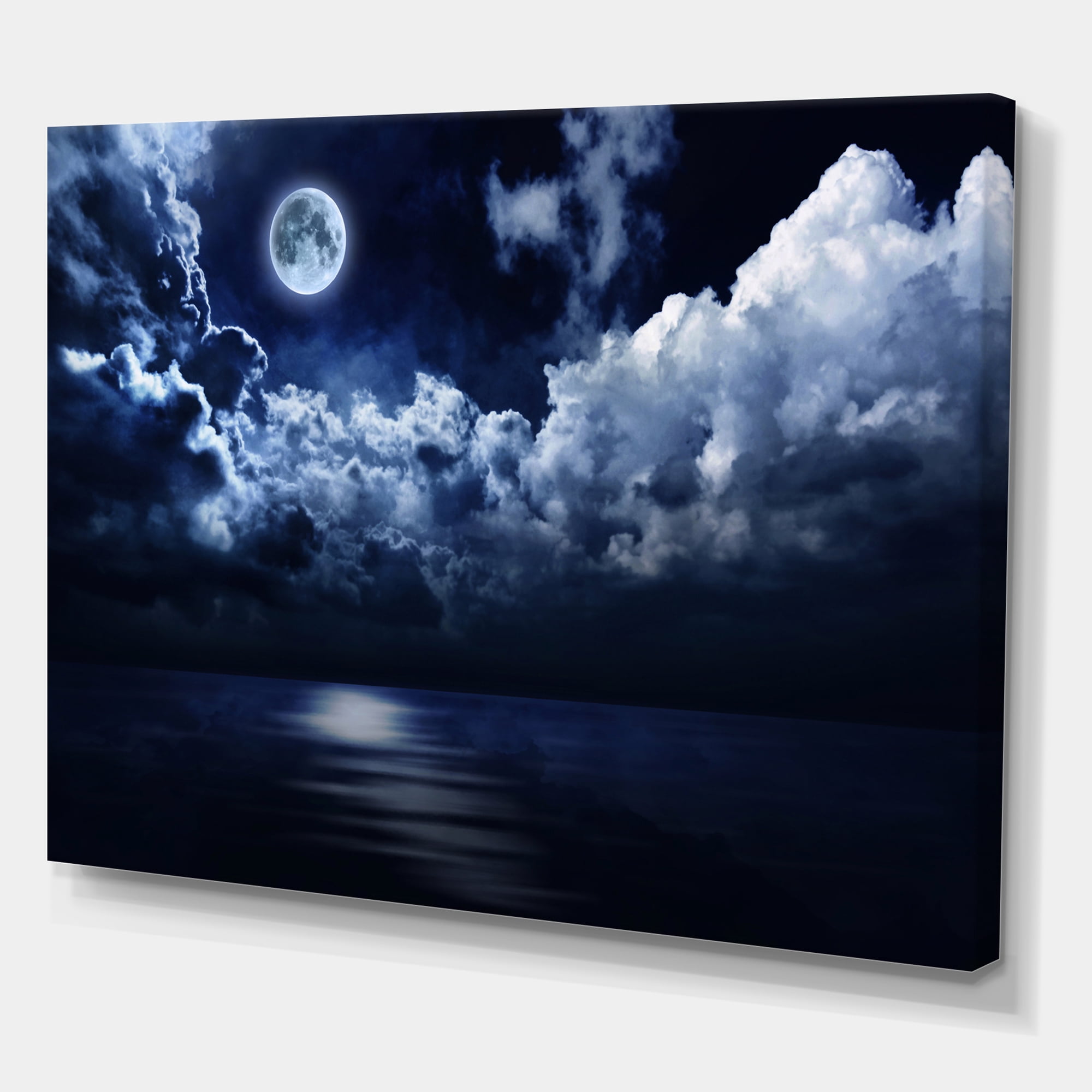 Designart ' Full Moon Night in Cloudy Sky ' Modern Canvas Wall Art Print