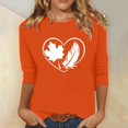thumbnail image 1 of Heisall Women's Spring Autumn Tops 3/4 Sleeve Round Neck Casual Fashion Blouses Orange Festival Print Shirts, 1 of 4