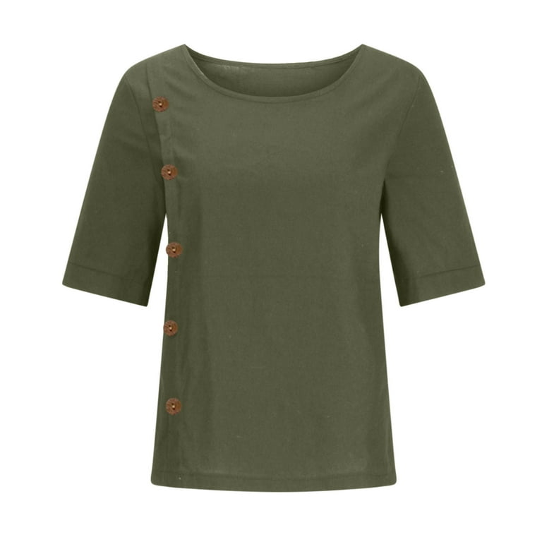 RYDCOT Women's Gauze Tops Plus Size Solid Cotton and Linen