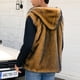 thumbnail image 5 of Ceisia Men's Loose Fit Faux Fur Hooded Vest with Vertical Stripe Texture Gift, 5 of 7