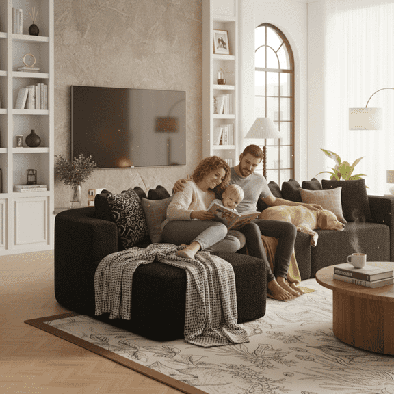 Modular Sectional Cloud Couch – Chenille Curved 3 Seat Sofa with Chaise, 10 Pillows, No Assembly Required, Modern L-Shaped Living Room Sofa