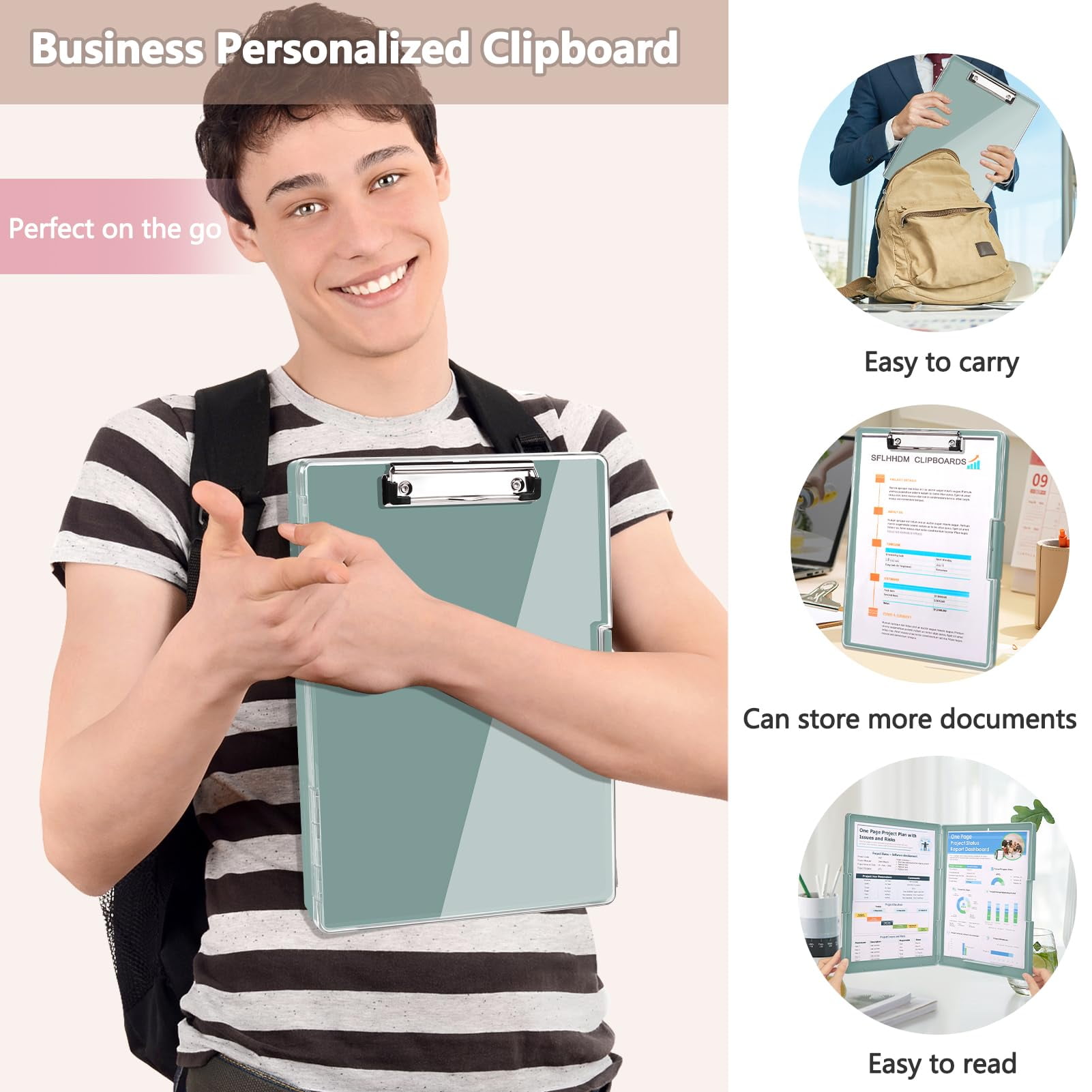 Clipboard with Storage,Heavy Duty Clip Boards 8.5x11 with 2 Storage Case,Clear Visible Top Panel Storage Clipboards,Side Opening Clip Boards,Nursing Clipboard Folder Case for Office Supplies-Purple