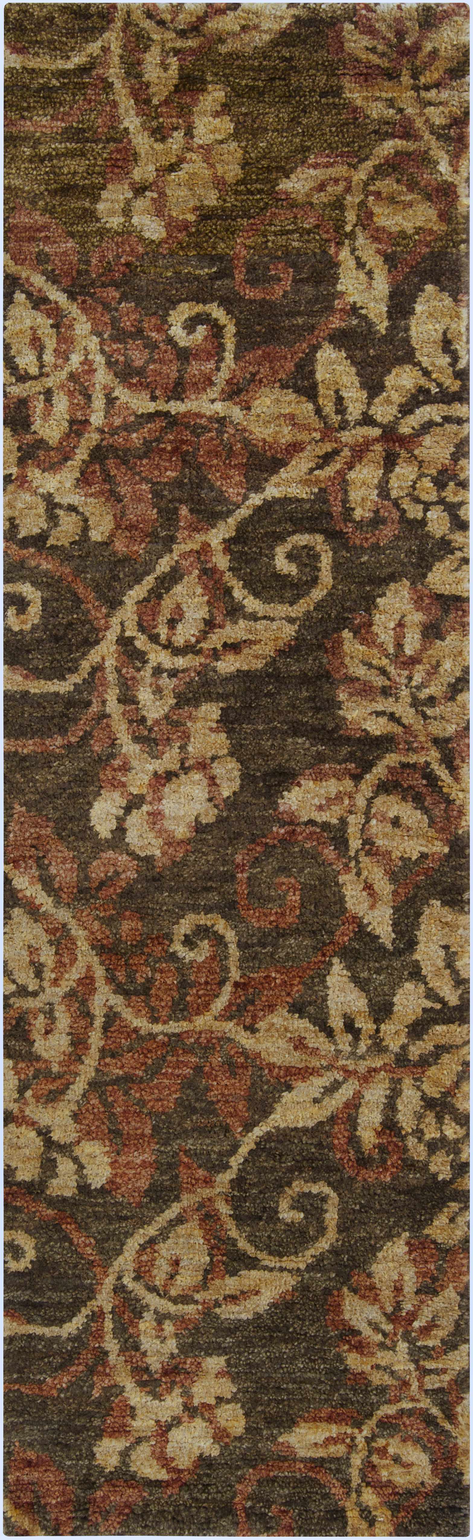 Hauteloom Uhland Jute Hallway, Kitchen Runner Rug - Natural Fibers - Dark Brown, Medium Brown, Rust - 2'6" x 8'