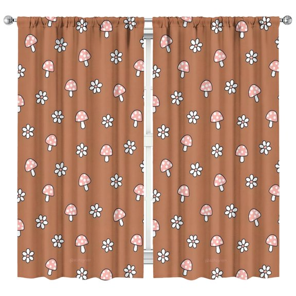 Mushroom Curtains-Blackout Curtains Bedroom Decor Living Room Darkening Grommet Window Drapes 2 Panels Set 42x84 inch