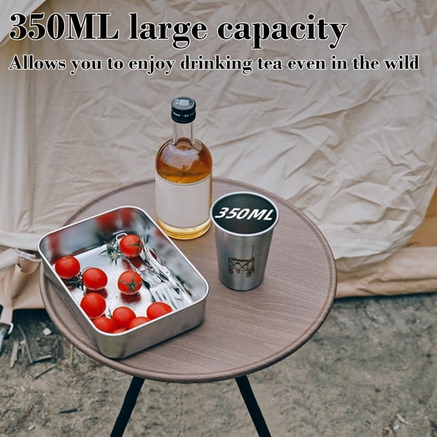 Taza para acampar al aire libre, de acero inoxidable 304, para cerveza, de una sola capa, portátil, con boca, de 350 ml, para café, té, agua de camping, de acero inoxidable