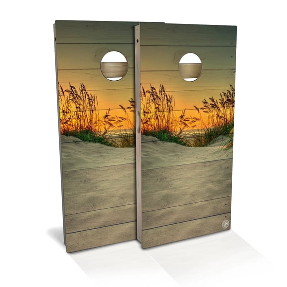 Skip's Garage | Sea Oats Cornhole Board Set | Includes Boards & Bags | Choose Your Size & Accessories