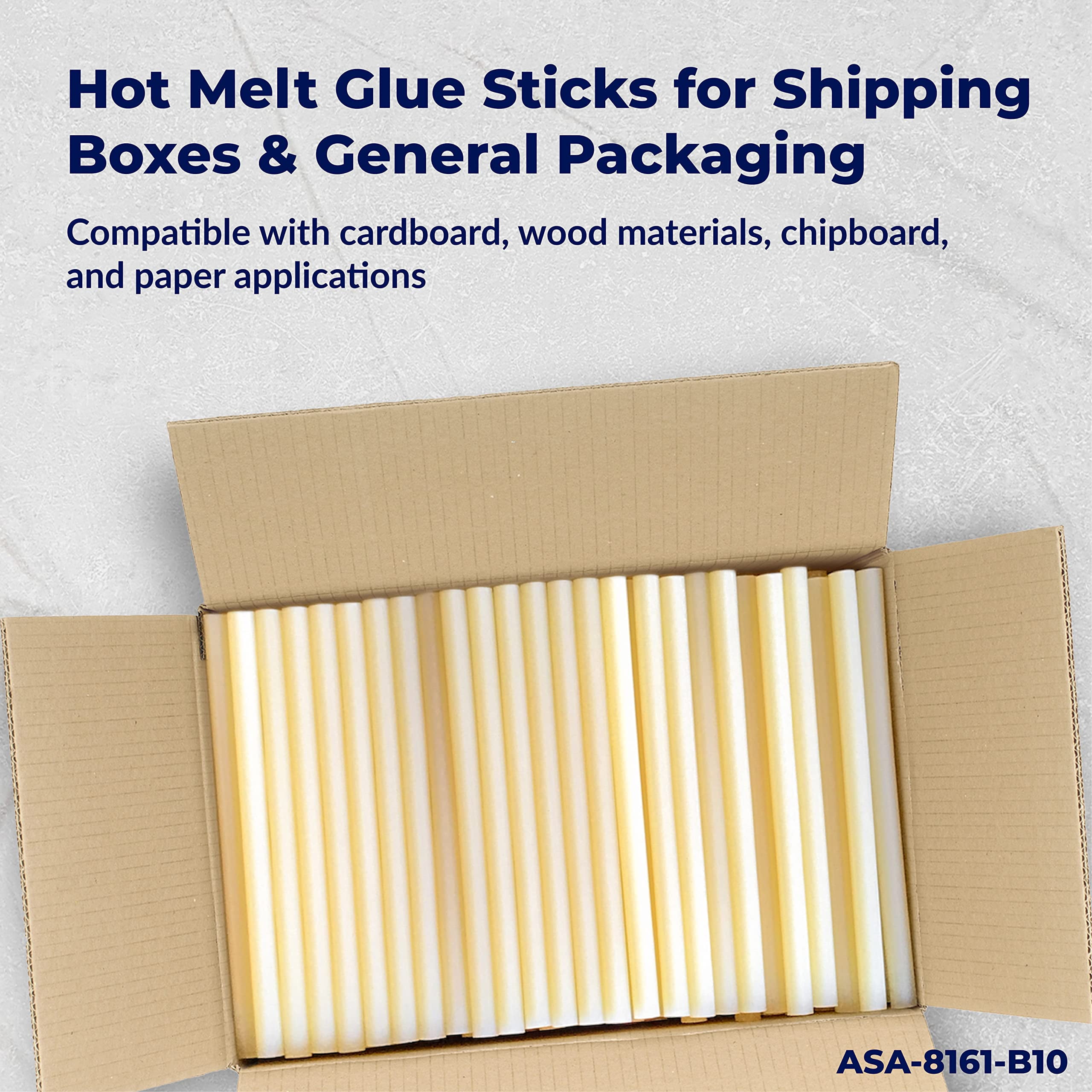ASA Hot Glue Sticks for Glue Gun - 5/8" X 10" | High-Strength Hot Gun Sticks Adhesive for Corrugated Materials | Industrial Grade for Packaging & Woodworking | Pack of 266