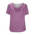 thumbnail image 4 of Oplxuo Cowl Neck Shirts for Women Short Sleeve Summer Loose Going Out Blouse Dressy Business Casual Tunic Tops, 4 of 6