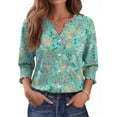 thumbnail image 2 of Women Blouses Button Down Shirts Dressy Business Casual 3/4 Length Sleeve Tops Summer Fall Fashion Clothing,L, 2 of 7