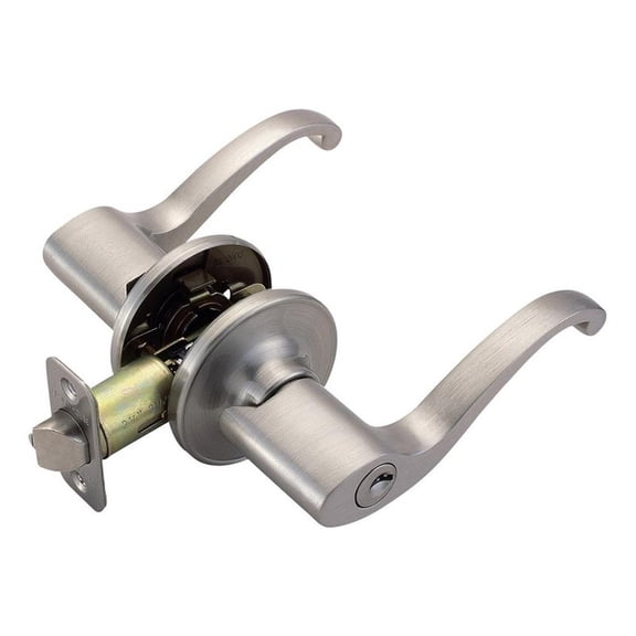 Bowery Hill Scroll Brass 2-Way Latch Entry Door Handle in Satin Nickel/Silver