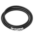 thumbnail image 5 of K-KED 2mm 45/50cm Necklace Rope Leather Cord Stainless Steel Lobster Clasp Mens Womens-Black -45cm, 5 of 9