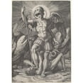 thumbnail image 2 of Marco Dente 14x18 Gold Ornate Wood Frame and Double Matted Museum Art Print Titled - Saint Michael (C. 1520), 2 of 4