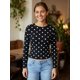 thumbnail image 1 of Blusas de mujer de otoño, manga larga, cuello redondo, estampado de lunares, estilo casual y corte ajustado, ideales para salir., 1 of 6