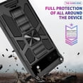 thumbnail image 5 of Compatible for Google Pixel 6a Case w/Tempered Glass Screen Protector [Military Grade] Ring Car Mount Kickstand Shockproof Hard Phone Case - Black, 5 of 8