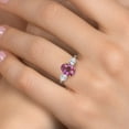 thumbnail image 4 of Gem Stone King 925 Silver and 10K Yellow Gold Pink Mystic Topaz and White Moissanite Engagement Ring for Women | 3.00 Cttw | Oval 9X7MM | Gemstone November Birthstone | Size 7, 4 of 7